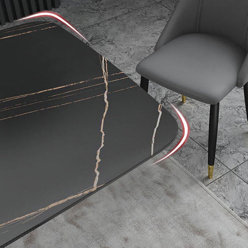 Metal Traditional Luxury Rectangle Table Sintered Stone Dining Table with Pedestal Base Clearhalo ' dining_table' 'Dining Tables & Seating' 'Dining Tables' 'furn' 'furn_dining_table' 'Furniture' 'furniture_dining_table' 'Kitchen & Dining Furniture' 'kitchen&dining_furn' 'kitchen' 'kitchen_dining_table' 3980250