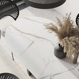 Contemporary White Oval Shape Dining Table Sintered Stone Standard Dining Table for Kitchen Clearhalo ' dining_table' 'Dining Tables & Seating' 'Dining Tables' 'furn' 'furn_dining_table' 'Furniture' 'furniture_dining_table' 'Kitchen & Dining Furniture' 'kitchen&dining_furn' 'kitchen' 'kitchen_dining_table' 3980260