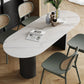 Contemporary White Oval Shape Dining Table Sintered Stone Standard Dining Table for Kitchen Clearhalo ' dining_table' 'Dining Tables & Seating' 'Dining Tables' 'furn' 'furn_dining_table' 'Furniture' 'furniture_dining_table' 'Kitchen & Dining Furniture' 'kitchen&dining_furn' 'kitchen' 'kitchen_dining_table' 3980264