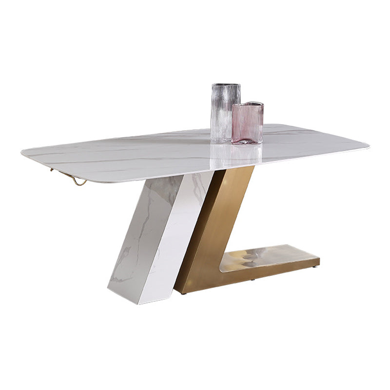 Metal Traditional Luxury Rectangle Dining Table Sintered Stone Dining Table for Home Without Chairs Clearhalo ' dining_table' 'Dining Tables & Seating' 'Dining Tables' 'furn' 'furn_dining_table' 'Furniture' 'furniture_dining_table' 'Kitchen & Dining Furniture' 'kitchen&dining_furn' 'kitchen' 'kitchen_dining_table' 3980272