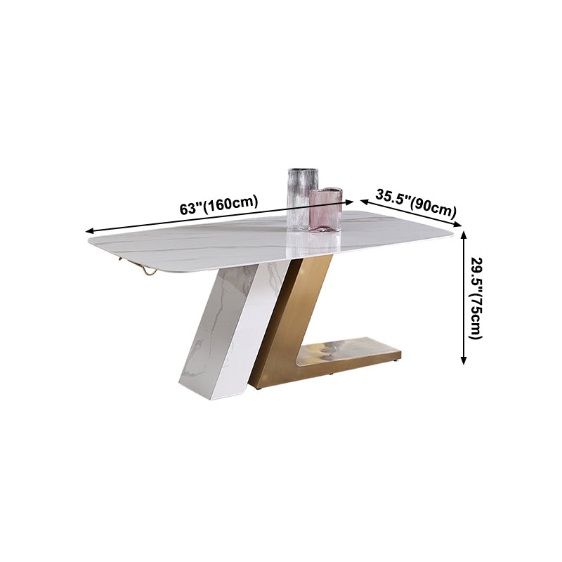 Metal Traditional Luxury Rectangle Dining Table Sintered Stone Dining Table for Home Clearhalo ' dining_table' 'Dining Tables & Seating' 'Dining Tables' 'furn' 'furn_dining_table' 'Furniture' 'furniture_dining_table' 'Kitchen & Dining Furniture' 'kitchen&dining_furn' 'kitchen' 'kitchen_dining_table' 3980275