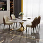 Metal Traditional Luxury Rectangle Dining Table Sintered Stone Top Indoor Table with Pedestal Base Clearhalo ' dining_table' 'Dining Tables & Seating' 'Dining Tables' 'furn' 'furn_dining_table' 'Furniture' 'furniture_dining_table' 'Kitchen & Dining Furniture' 'kitchen&dining_furn' 'kitchen' 'kitchen_dining_table' 3980277