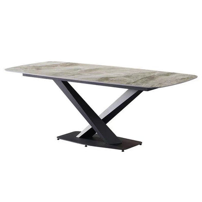 Metal Traditional Luxury Rectangle Dining Table Sintered Stone Top Indoor Table with Pedestal Base Black Without Chairs Clearhalo ' dining_table' 'Dining Tables & Seating' 'Dining Tables' 'furn' 'furn_dining_table' 'Furniture' 'furniture_dining_table' 'Kitchen & Dining Furniture' 'kitchen&dining_furn' 'kitchen' 'kitchen_dining_table' 3980278