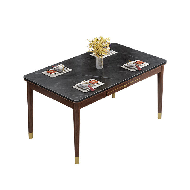 Traditional Luxury Style Dining Table Rectangle 4 Legs Table for Home Use Black Without Chairs Clearhalo ' dining_table' 'Dining Tables & Seating' 'Dining Tables' 'furn' 'furn_dining_table' 'Furniture' 'furniture_dining_table' 'Kitchen & Dining Furniture' 'kitchen&dining_furn' 'kitchen' 'kitchen_dining_table' 3980295