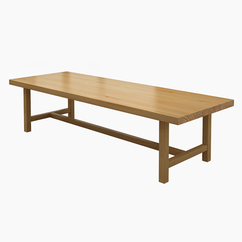 Rectangle Casual Dining Table Wood Color Trestle Base Table with Pinewood Solid Wood Without Chairs Clearhalo ' dining_table' 'Dining Tables & Seating' 'Dining Tables' 'furn' 'furn_dining_table' 'Furniture' 'furniture_dining_table' 'Kitchen & Dining Furniture' 'kitchen&dining_furn' 'kitchen' 'kitchen_dining_table' 3980308