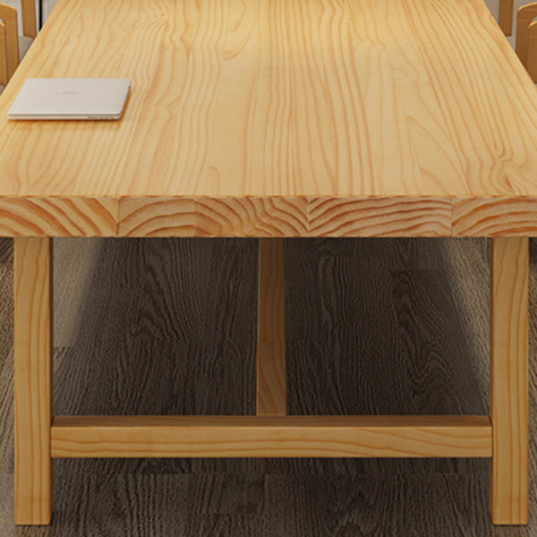 Rectangle Casual Dining Table Wood Color Trestle Base Table with Pinewood Solid Wood Clearhalo ' dining_table' 'Dining Tables & Seating' 'Dining Tables' 'furn' 'furn_dining_table' 'Furniture' 'furniture_dining_table' 'Kitchen & Dining Furniture' 'kitchen&dining_furn' 'kitchen' 'kitchen_dining_table' 3980309