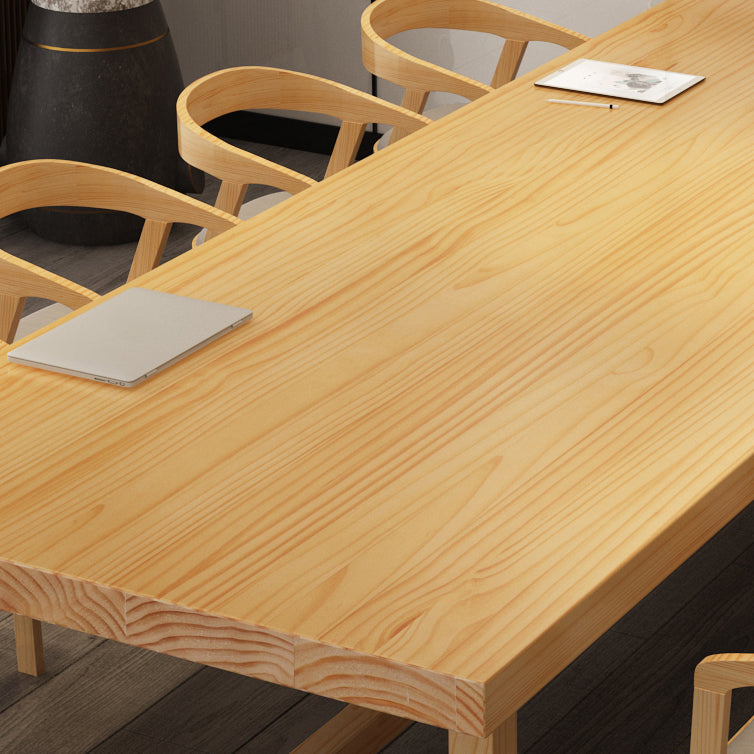 Rectangle Casual Dining Table Wood Color Trestle Base Table with Pinewood Solid Wood Clearhalo ' dining_table' 'Dining Tables & Seating' 'Dining Tables' 'furn' 'furn_dining_table' 'Furniture' 'furniture_dining_table' 'Kitchen & Dining Furniture' 'kitchen&dining_furn' 'kitchen' 'kitchen_dining_table' 3980311