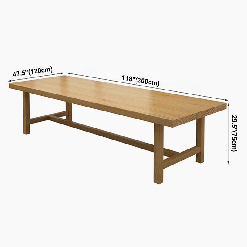 Rectangle Casual Dining Table Wood Color Trestle Base Table with Pinewood Solid Wood Clearhalo ' dining_table' 'Dining Tables & Seating' 'Dining Tables' 'furn' 'furn_dining_table' 'Furniture' 'furniture_dining_table' 'Kitchen & Dining Furniture' 'kitchen&dining_furn' 'kitchen' 'kitchen_dining_table' 3980319