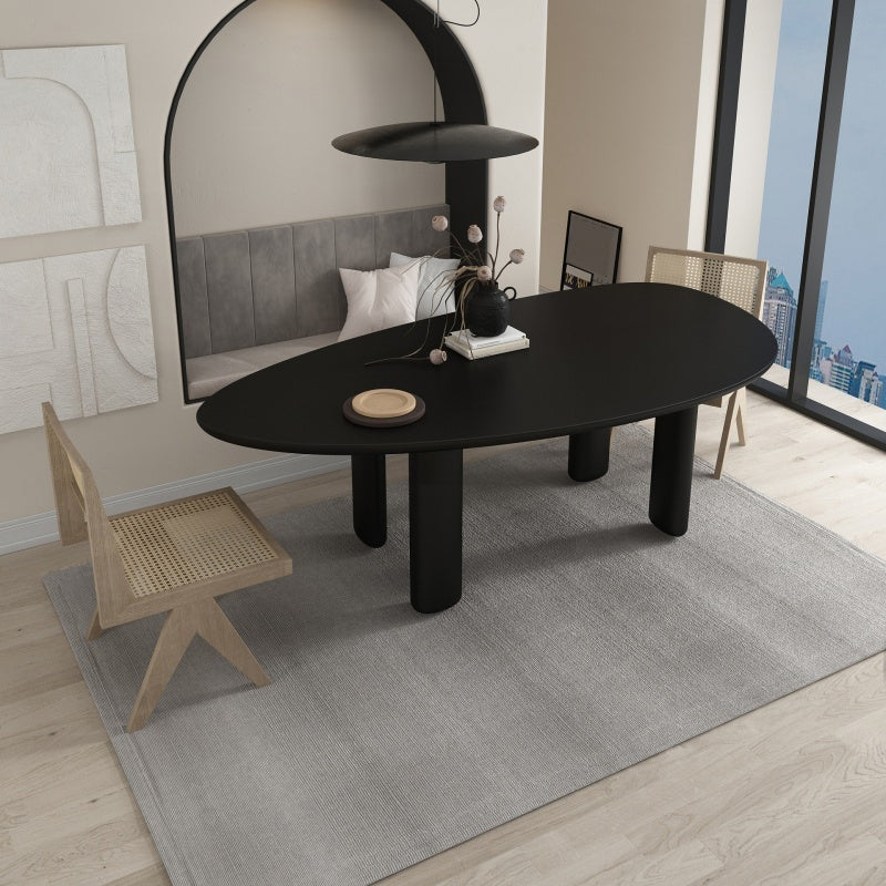 Oval Solid Wood Dining Table in Grey/Black Modern Table with 4 Legs for Restaurant Clearhalo ' dining_table' 'Dining Tables & Seating' 'Dining Tables' 'furn' 'furn_dining_table' 'Furniture' 'furniture_dining_table' 'Kitchen & Dining Furniture' 'kitchen&dining_furn' 'kitchen' 'kitchen_dining_table' 3980392
