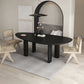 Oval Solid Wood Dining Table in Grey/Black Modern Table with 4 Legs for Restaurant Clearhalo ' dining_table' 'Dining Tables & Seating' 'Dining Tables' 'furn' 'furn_dining_table' 'Furniture' 'furniture_dining_table' 'Kitchen & Dining Furniture' 'kitchen&dining_furn' 'kitchen' 'kitchen_dining_table' 3980400