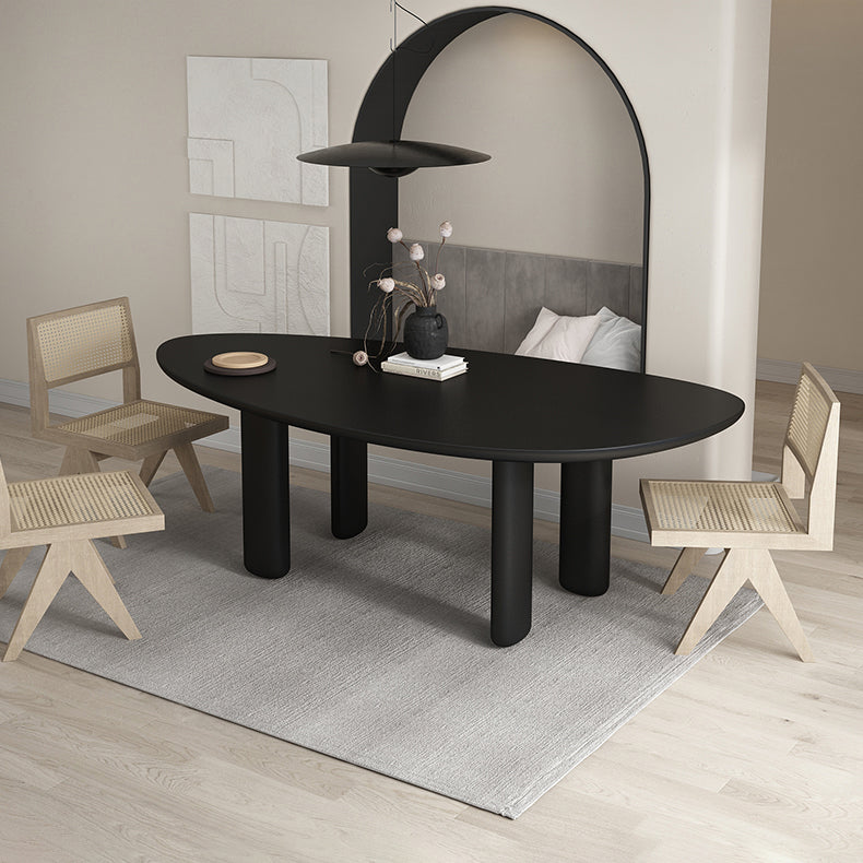 Oval Solid Wood Dining Table in Grey/Black Modern Table with 4 Legs for Restaurant Clearhalo ' dining_table' 'Dining Tables & Seating' 'Dining Tables' 'furn' 'furn_dining_table' 'Furniture' 'furniture_dining_table' 'Kitchen & Dining Furniture' 'kitchen&dining_furn' 'kitchen' 'kitchen_dining_table' 3980400