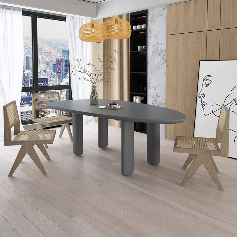 Oval Solid Wood Dining Table in Grey/Black Modern Table with 4 Legs for Restaurant Clearhalo ' dining_table' 'Dining Tables & Seating' 'Dining Tables' 'furn' 'furn_dining_table' 'Furniture' 'furniture_dining_table' 'Kitchen & Dining Furniture' 'kitchen&dining_furn' 'kitchen' 'kitchen_dining_table' 3980402