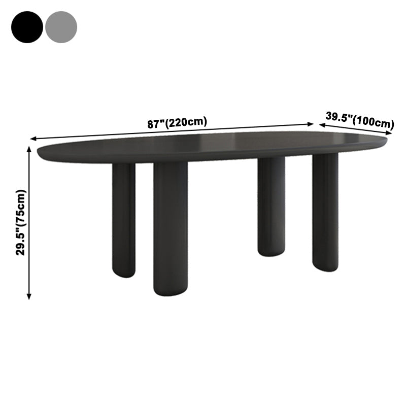 Oval Solid Wood Dining Table in Grey/Black Modern Table with 4 Legs for Restaurant Clearhalo ' dining_table' 'Dining Tables & Seating' 'Dining Tables' 'furn' 'furn_dining_table' 'Furniture' 'furniture_dining_table' 'Kitchen & Dining Furniture' 'kitchen&dining_furn' 'kitchen' 'kitchen_dining_table' 3980407