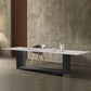 Sintered Stone Top Dining Table Industrial Kitchen Table with Black Metal Pedestal Clearhalo ' dining_table' 'Dining Tables & Seating' 'Dining Tables' 'furn' 'furn_dining_table' 'Furniture' 'furniture_dining_table' 'Kitchen & Dining Furniture' 'kitchen&dining_furn' 'kitchen' 'kitchen_dining_table' 3980408