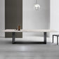 Sintered Stone Top Dining Table Industrial Kitchen Table with Black Metal Pedestal Clearhalo ' dining_table' 'Dining Tables & Seating' 'Dining Tables' 'furn' 'furn_dining_table' 'Furniture' 'furniture_dining_table' 'Kitchen & Dining Furniture' 'kitchen&dining_furn' 'kitchen' 'kitchen_dining_table' 3980411