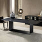 Sintered Stone Top Dining Table Industrial Kitchen Table with Black Metal Pedestal Clearhalo ' dining_table' 'Dining Tables & Seating' 'Dining Tables' 'furn' 'furn_dining_table' 'Furniture' 'furniture_dining_table' 'Kitchen & Dining Furniture' 'kitchen&dining_furn' 'kitchen' 'kitchen_dining_table' 3980412