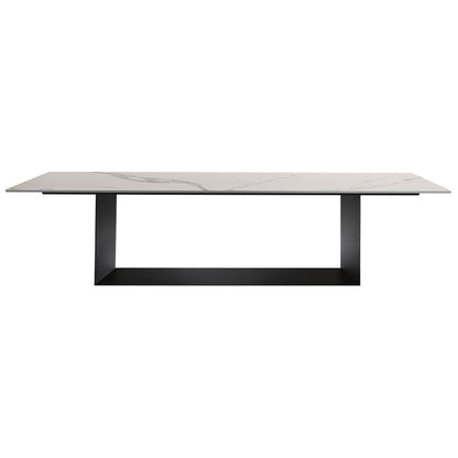Sintered Stone Top Dining Table Industrial Kitchen Table with Black Metal Pedestal White Without Chairs Clearhalo ' dining_table' 'Dining Tables & Seating' 'Dining Tables' 'furn' 'furn_dining_table' 'Furniture' 'furniture_dining_table' 'Kitchen & Dining Furniture' 'kitchen&dining_furn' 'kitchen' 'kitchen_dining_table' 3980413
