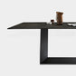 Sintered Stone Top Dining Table Industrial Kitchen Table with Black Metal Pedestal Clearhalo ' dining_table' 'Dining Tables & Seating' 'Dining Tables' 'furn' 'furn_dining_table' 'Furniture' 'furniture_dining_table' 'Kitchen & Dining Furniture' 'kitchen&dining_furn' 'kitchen' 'kitchen_dining_table' 3980414