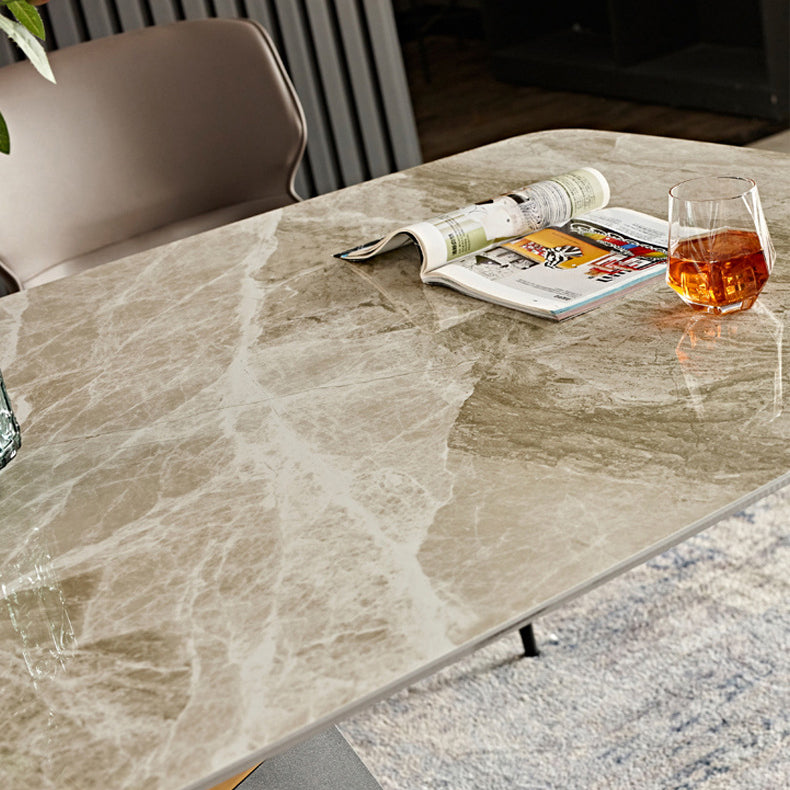 Metal Traditional Luxury Rectangular Table Sintered Stone Dining Table with Pedestal Base Clearhalo ' dining_table' 'Dining Tables & Seating' 'Dining Tables' 'furn' 'furn_dining_table' 'Furniture' 'furniture_dining_table' 'Kitchen & Dining Furniture' 'kitchen&dining_furn' 'kitchen' 'kitchen_dining_table' 3980429