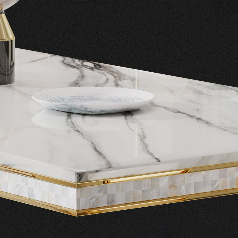 Traditional Luxury Marble Dining Table Rectangle Table with Metal Double Pedestal in Gold Clearhalo ' dining_table' 'Dining Tables & Seating' 'Dining Tables' 'furn' 'furn_dining_table' 'Furniture' 'furniture_dining_table' 'Kitchen & Dining Furniture' 'kitchen&dining_furn' 'kitchen' 'kitchen_dining_table' 3980439