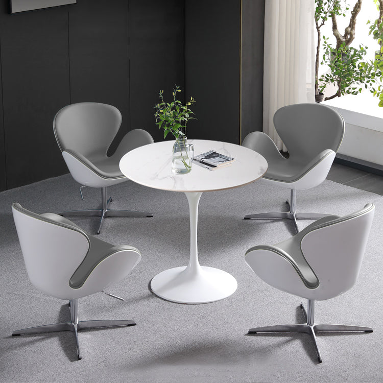 Simplicity Round Dining Table Sintered Stone Table with White Tulip Base for Dining Room Clearhalo ' dining_table' 'Dining Tables & Seating' 'Dining Tables' 'furn' 'furn_dining_table' 'Furniture' 'furniture_dining_table' 'Kitchen & Dining Furniture' 'kitchen&dining_furn' 'kitchen' 'kitchen_dining_table' 3980465