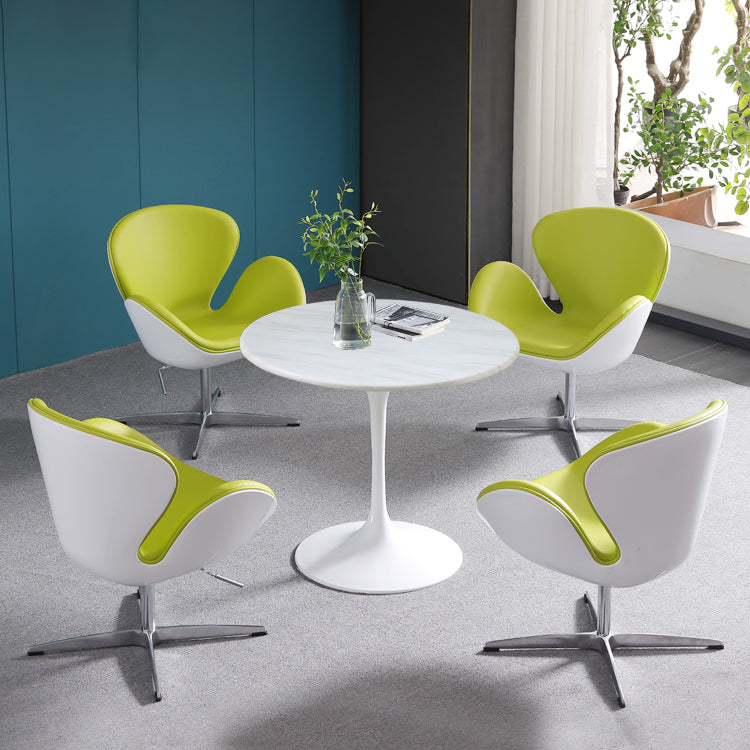Simplicity Round Dining Table Sintered Stone Table with White Tulip Base for Dining Room Clearhalo ' dining_table' 'Dining Tables & Seating' 'Dining Tables' 'furn' 'furn_dining_table' 'Furniture' 'furniture_dining_table' 'Kitchen & Dining Furniture' 'kitchen&dining_furn' 'kitchen' 'kitchen_dining_table' 3980466