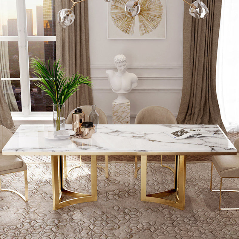Metal Traditional Luxury Rectangle Table Sintered Stone Top Table for Dining Room Clearhalo ' dining_table' 'Dining Tables & Seating' 'Dining Tables' 'furn' 'furn_dining_table' 'Furniture' 'furniture_dining_table' 'Kitchen & Dining Furniture' 'kitchen&dining_furn' 'kitchen' 'kitchen_dining_table' 3980476
