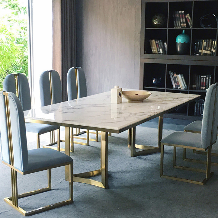 Metal Traditional Luxury Rectangle Table Sintered Stone Top Table for Dining Room Clearhalo ' dining_table' 'Dining Tables & Seating' 'Dining Tables' 'furn' 'furn_dining_table' 'Furniture' 'furniture_dining_table' 'Kitchen & Dining Furniture' 'kitchen&dining_furn' 'kitchen' 'kitchen_dining_table' 3980477
