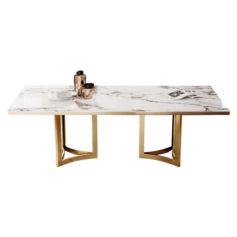 Metal Traditional Luxury Rectangle Table Sintered Stone Top Table for Dining Room White Without Chairs Clearhalo ' dining_table' 'Dining Tables & Seating' 'Dining Tables' 'furn' 'furn_dining_table' 'Furniture' 'furniture_dining_table' 'Kitchen & Dining Furniture' 'kitchen&dining_furn' 'kitchen' 'kitchen_dining_table' 3980479
