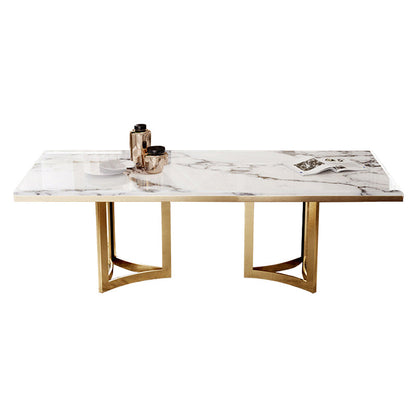 Metal Traditional Luxury Rectangle Table Sintered Stone Top Table for Dining Room White Without Chairs Clearhalo ' dining_table' 'Dining Tables & Seating' 'Dining Tables' 'furn' 'furn_dining_table' 'Furniture' 'furniture_dining_table' 'Kitchen & Dining Furniture' 'kitchen&dining_furn' 'kitchen' 'kitchen_dining_table' 3980479