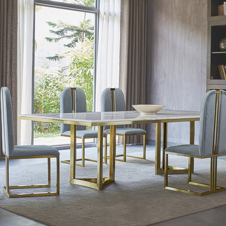 Metal Traditional Luxury Rectangle Table Sintered Stone Top Table for Dining Room Clearhalo ' dining_table' 'Dining Tables & Seating' 'Dining Tables' 'furn' 'furn_dining_table' 'Furniture' 'furniture_dining_table' 'Kitchen & Dining Furniture' 'kitchen&dining_furn' 'kitchen' 'kitchen_dining_table' 3980484