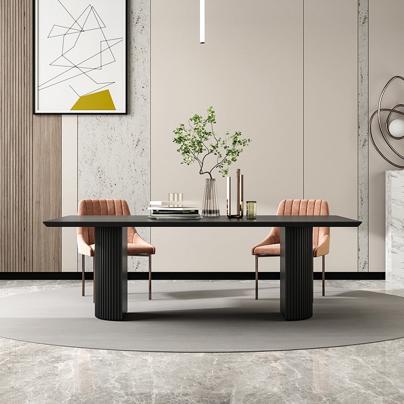 Simple Black Solid Wood Dining Table Rectangle Shape Standard Dining Table for Kitchen Clearhalo ' dining_table' 'Dining Tables & Seating' 'Dining Tables' 'furn' 'furn_dining_table' 'Furniture' 'furniture_dining_table' 'Kitchen & Dining Furniture' 'kitchen&dining_furn' 'kitchen' 'kitchen_dining_table' 3980489