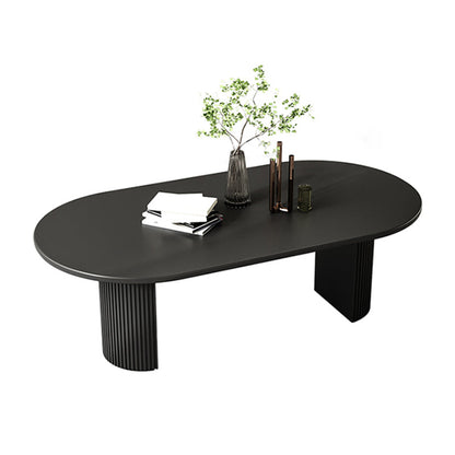 Simple Black Solid Wood Dining Table Rectangle Shape Standard Dining Table for Kitchen Oval Without Chairs Clearhalo ' dining_table' 'Dining Tables & Seating' 'Dining Tables' 'furn' 'furn_dining_table' 'Furniture' 'furniture_dining_table' 'Kitchen & Dining Furniture' 'kitchen&dining_furn' 'kitchen' 'kitchen_dining_table' 3980490