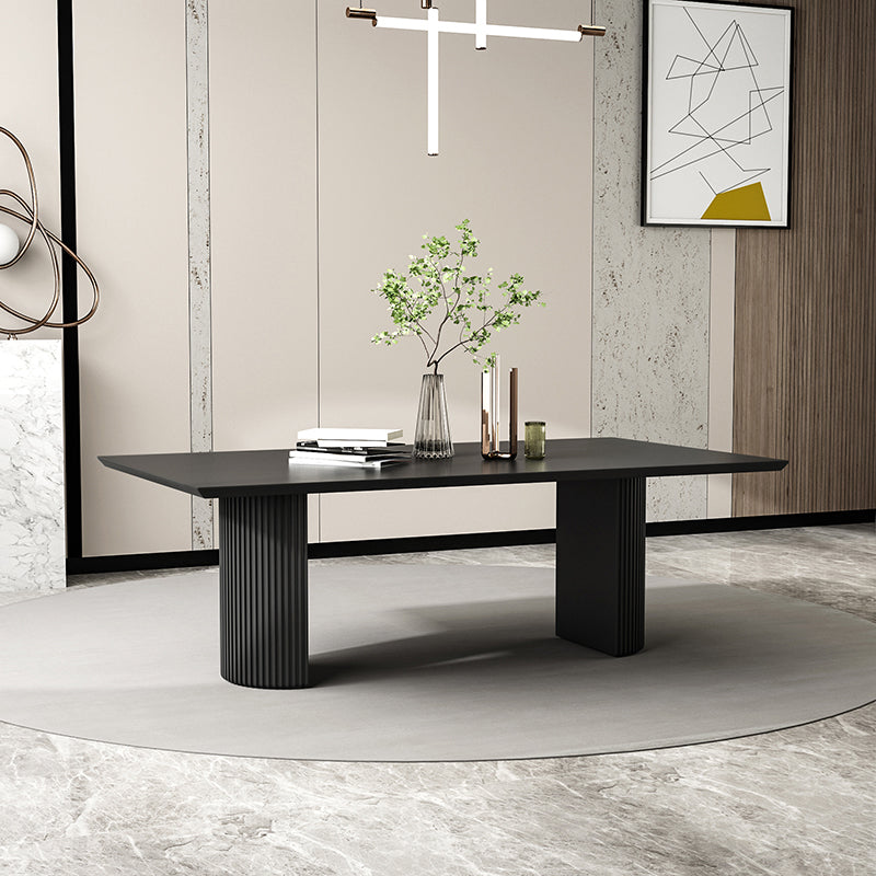 Simple Black Solid Wood Dining Table Rectangle Shape Standard Dining Table for Kitchen Clearhalo ' dining_table' 'Dining Tables & Seating' 'Dining Tables' 'furn' 'furn_dining_table' 'Furniture' 'furniture_dining_table' 'Kitchen & Dining Furniture' 'kitchen&dining_furn' 'kitchen' 'kitchen_dining_table' 3980491