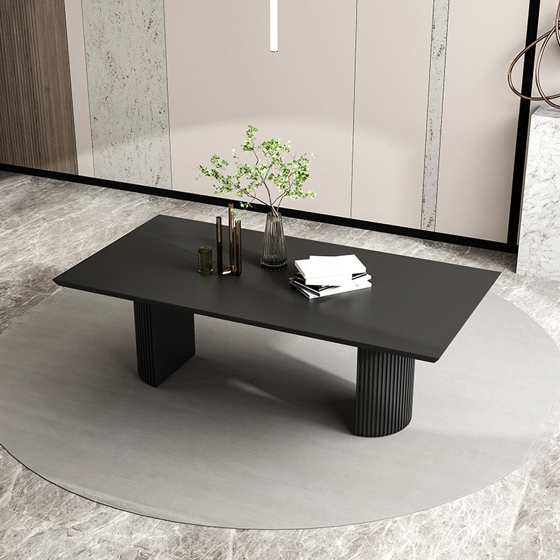 Simple Black Solid Wood Dining Table Rectangle Shape Standard Dining Table for Kitchen Clearhalo ' dining_table' 'Dining Tables & Seating' 'Dining Tables' 'furn' 'furn_dining_table' 'Furniture' 'furniture_dining_table' 'Kitchen & Dining Furniture' 'kitchen&dining_furn' 'kitchen' 'kitchen_dining_table' 3980493