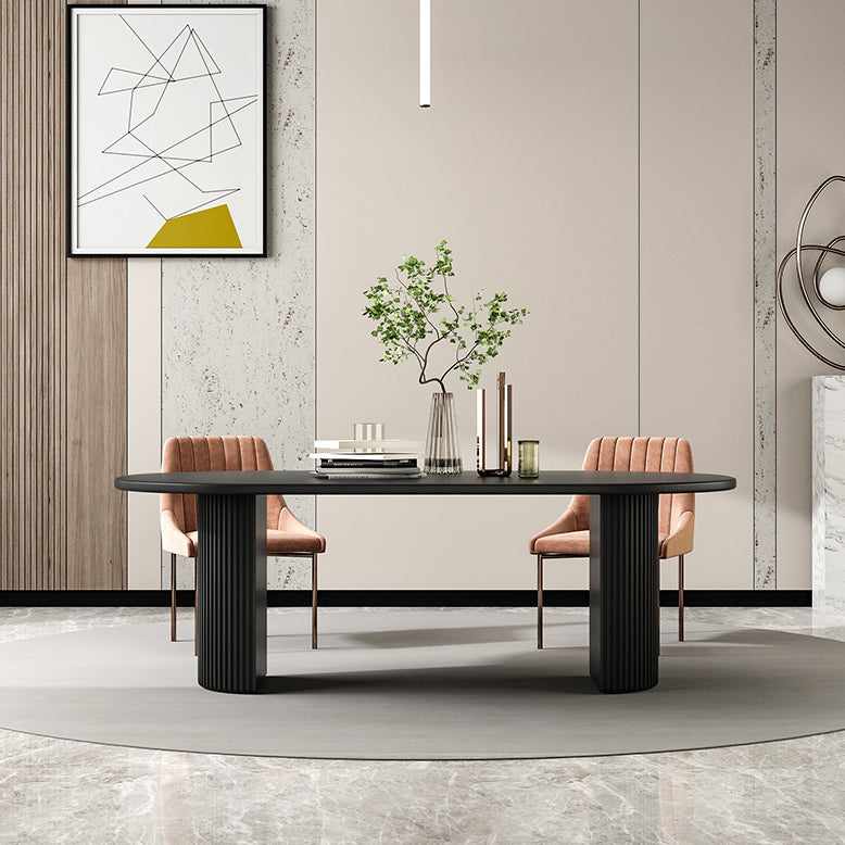 Simple Black Solid Wood Dining Table Rectangle Shape Standard Dining Table for Kitchen Clearhalo ' dining_table' 'Dining Tables & Seating' 'Dining Tables' 'furn' 'furn_dining_table' 'Furniture' 'furniture_dining_table' 'Kitchen & Dining Furniture' 'kitchen&dining_furn' 'kitchen' 'kitchen_dining_table' 3980497