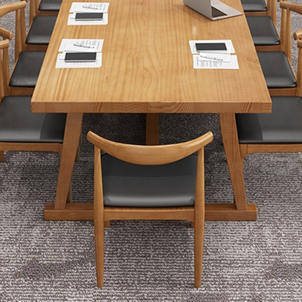 Solid Wood Industrial Rectangle Table Wood Top Indoor Table with Trestle Clearhalo ' dining_table' 'Dining Tables & Seating' 'Dining Tables' 'furn' 'furn_dining_table' 'Furniture' 'furniture_dining_table' 'Kitchen & Dining Furniture' 'kitchen&dining_furn' 'kitchen' 'kitchen_dining_table' 3980632