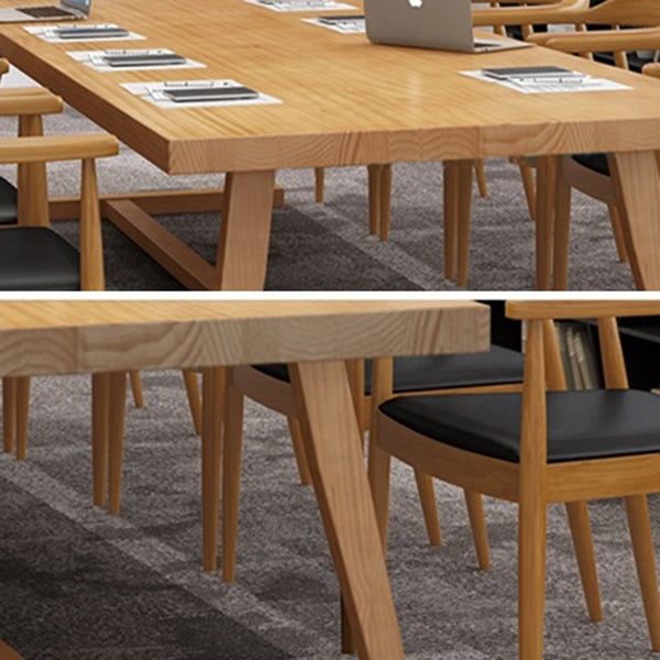 Solid Wood Industrial Rectangle Table Wood Top Indoor Table with Trestle Clearhalo ' dining_table' 'Dining Tables & Seating' 'Dining Tables' 'furn' 'furn_dining_table' 'Furniture' 'furniture_dining_table' 'Kitchen & Dining Furniture' 'kitchen&dining_furn' 'kitchen' 'kitchen_dining_table' 3980633