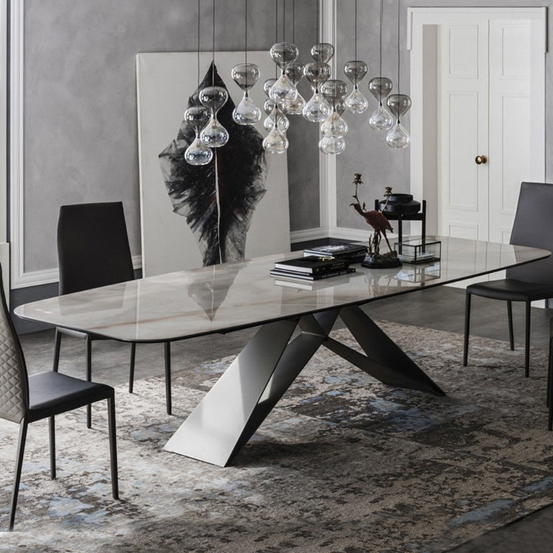 Metal Traditional Luxury Rectangular Table Sintered Stone Table for Dining Room and Kitchen Clearhalo ' dining_table' 'Dining Tables & Seating' 'Dining Tables' 'furn' 'furn_dining_table' 'Furniture' 'furniture_dining_table' 'Kitchen & Dining Furniture' 'kitchen&dining_furn' 'kitchen' 'kitchen_dining_table' 3980645