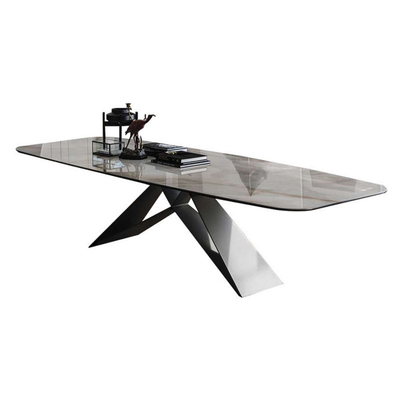 Metal Traditional Luxury Rectangular Table Sintered Stone Table for Dining Room and Kitchen Gray Without Chairs Clearhalo ' dining_table' 'Dining Tables & Seating' 'Dining Tables' 'furn' 'furn_dining_table' 'Furniture' 'furniture_dining_table' 'Kitchen & Dining Furniture' 'kitchen&dining_furn' 'kitchen' 'kitchen_dining_table' 3980649
