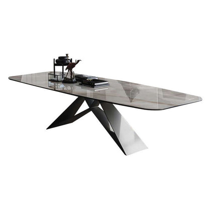 Metal Traditional Luxury Rectangular Table Sintered Stone Table for Dining Room and Kitchen Gray Without Chairs Clearhalo ' dining_table' 'Dining Tables & Seating' 'Dining Tables' 'furn' 'furn_dining_table' 'Furniture' 'furniture_dining_table' 'Kitchen & Dining Furniture' 'kitchen&dining_furn' 'kitchen' 'kitchen_dining_table' 3980649