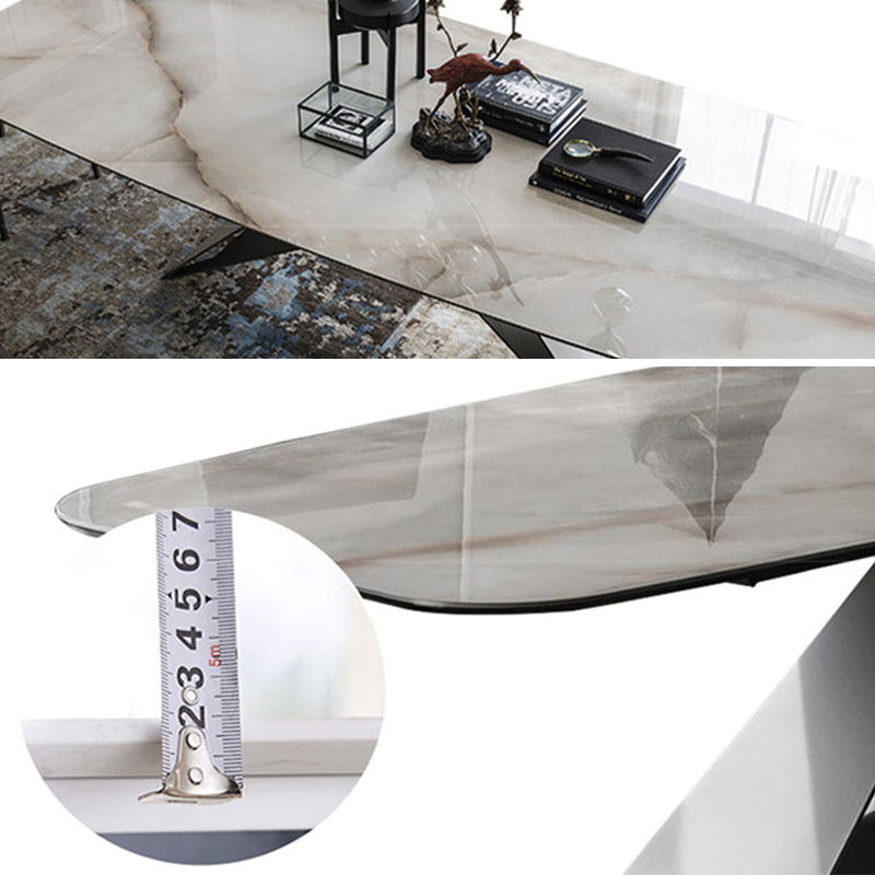 Metal Traditional Luxury Rectangular Table Sintered Stone Table for Dining Room and Kitchen Clearhalo ' dining_table' 'Dining Tables & Seating' 'Dining Tables' 'furn' 'furn_dining_table' 'Furniture' 'furniture_dining_table' 'Kitchen & Dining Furniture' 'kitchen&dining_furn' 'kitchen' 'kitchen_dining_table' 3980652