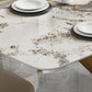 Luxury Sintered Stone Top Dining Table Rectangle Table with Gold Metal Pedestal Clearhalo ' dining_table' 'Dining Tables & Seating' 'Dining Tables' 'furn' 'furn_dining_table' 'Furniture' 'furniture_dining_table' 'Kitchen & Dining Furniture' 'kitchen&dining_furn' 'kitchen' 'kitchen_dining_table' 3994222