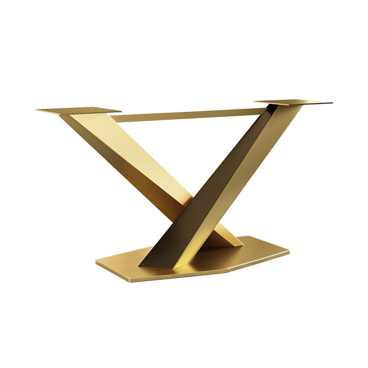 Luxury Sintered Stone Top Dining Table Rectangle Table with Gold Metal Pedestal Clearhalo ' dining_table' 'Dining Tables & Seating' 'Dining Tables' 'furn' 'furn_dining_table' 'Furniture' 'furniture_dining_table' 'Kitchen & Dining Furniture' 'kitchen&dining_furn' 'kitchen' 'kitchen_dining_table' 3994224