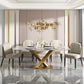 Luxury Sintered Stone Top Dining Table Rectangle Table with Gold Metal Pedestal Clearhalo ' dining_table' 'Dining Tables & Seating' 'Dining Tables' 'furn' 'furn_dining_table' 'Furniture' 'furniture_dining_table' 'Kitchen & Dining Furniture' 'kitchen&dining_furn' 'kitchen' 'kitchen_dining_table' 3994228