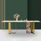 Luxury Sintered Stone Top Dining Table Rectangle Table with Gold Double Pedestal Clearhalo ' dining_table' 'Dining Tables & Seating' 'Dining Tables' 'furn' 'furn_dining_table' 'Furniture' 'furniture_dining_table' 'Kitchen & Dining Furniture' 'kitchen&dining_furn' 'kitchen' 'kitchen_dining_table' 3994243