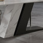Sintered Stone Modern Rectangle Kitchen Table White Stone Top Table with Double Pedestal Clearhalo ' dining_table' 'Dining Tables & Seating' 'Dining Tables' 'furn' 'furn_dining_table' 'Furniture' 'furniture_dining_table' 'Kitchen & Dining Furniture' 'kitchen&dining_furn' 'kitchen' 'kitchen_dining_table' 3994264