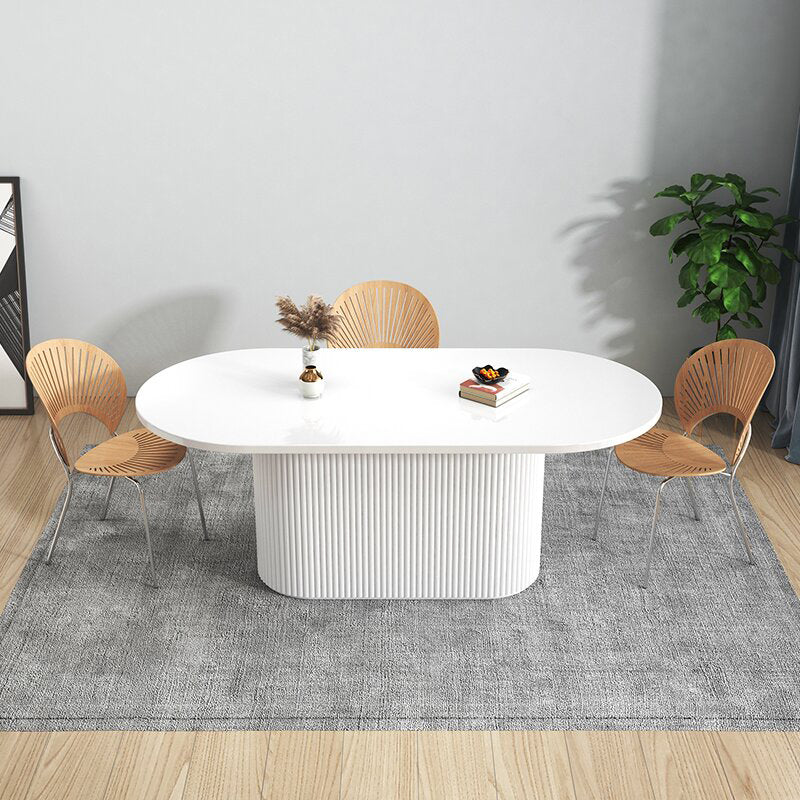 Sintered Stone and Wood Dining Table Simple Style Single Pedestal Base Table Wood White Clearhalo ' dining_table' 'Dining Tables & Seating' 'Dining Tables' 'furn' 'furn_dining_table' 'Furniture' 'furniture_dining_table' 'Kitchen & Dining Furniture' 'kitchen&dining_furn' 'kitchen' 'kitchen_dining_table' 3994270
