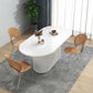 Sintered Stone and Wood Dining Table Simple Style Single Pedestal Base Table Clearhalo ' dining_table' 'Dining Tables & Seating' 'Dining Tables' 'furn' 'furn_dining_table' 'Furniture' 'furniture_dining_table' 'Kitchen & Dining Furniture' 'kitchen&dining_furn' 'kitchen' 'kitchen_dining_table' 3994272