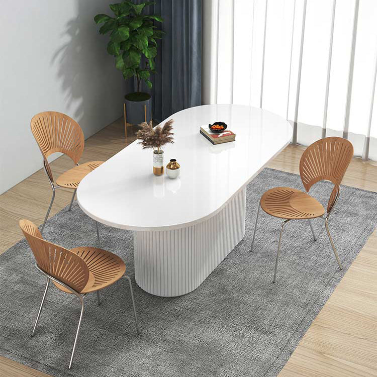 Sintered Stone and Wood Dining Table Simple Style Single Pedestal Base Table Clearhalo ' dining_table' 'Dining Tables & Seating' 'Dining Tables' 'furn' 'furn_dining_table' 'Furniture' 'furniture_dining_table' 'Kitchen & Dining Furniture' 'kitchen&dining_furn' 'kitchen' 'kitchen_dining_table' 3994272